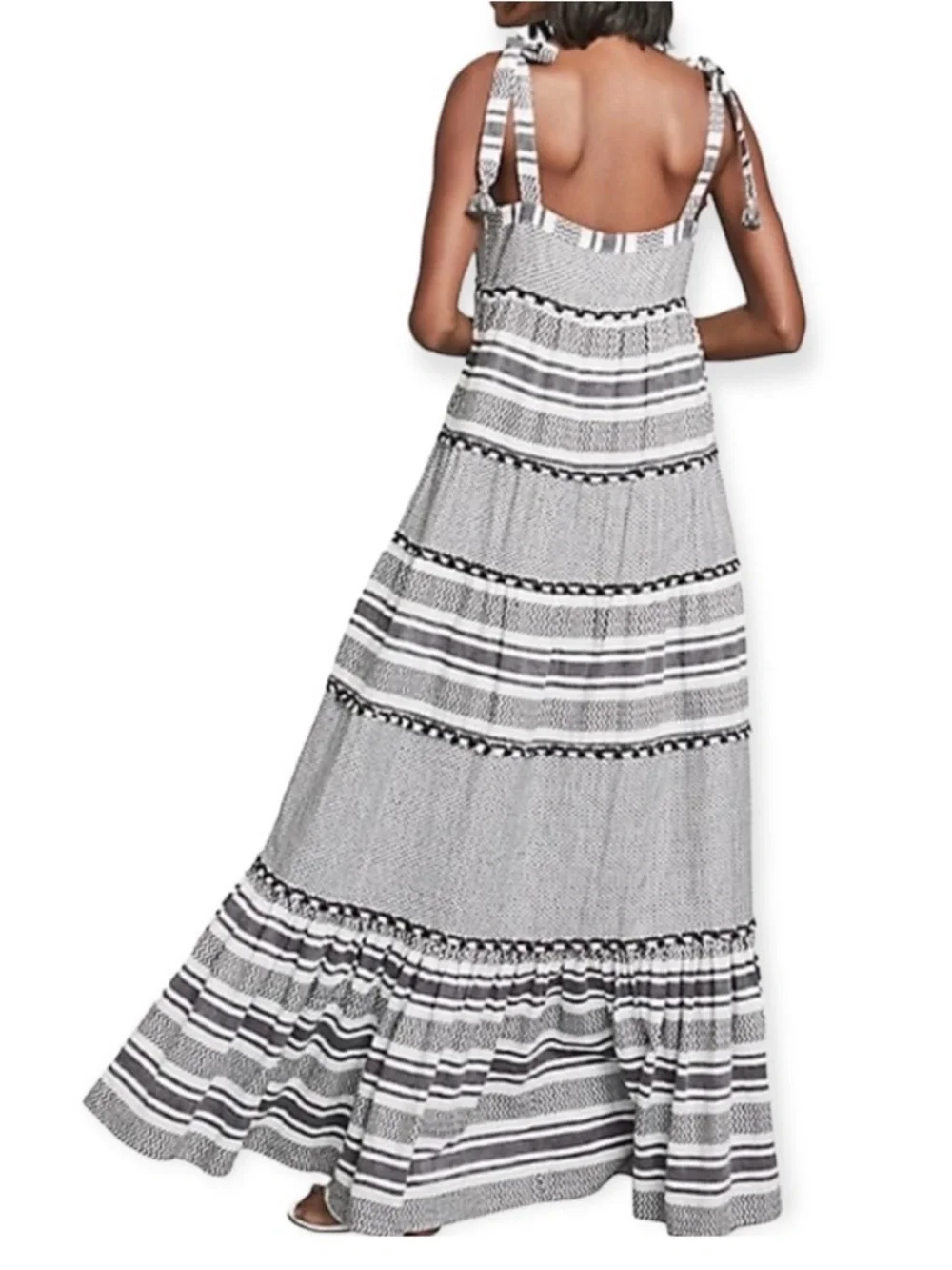 Veronica Beard Quartz Black & White Tie-Shoulder Maxi Dress - Small - Picture 4 of 11